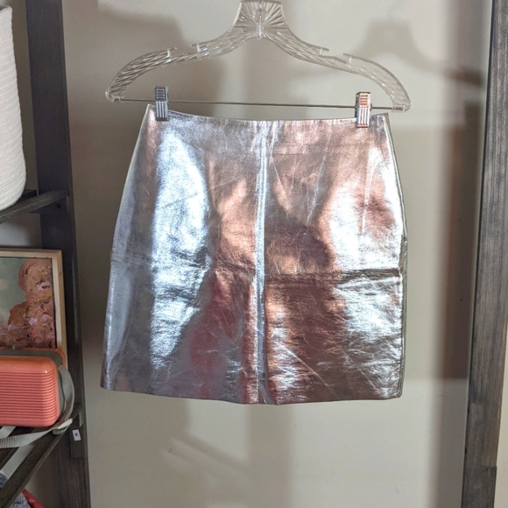 Silver vinyl h&m mini skirt